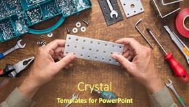  Presentation with parts - Slide set featuring hands-working-with-metal-parts background and a tawny brown colored foreground