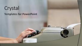  Presentation with writing - Amazing slide deck having hands writing on old typewriter backdrop and a light gray colored foreground