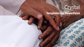  Presentation with old young - PPT theme with hands-young-and-old background and a tawny brown colored foreground