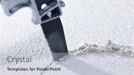  Presentation with tile - Amazing slides having handsaw cutting circular hole in ceiling tile backdrop and a lemonade colored foreground