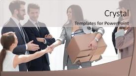  Presentation with project manager - PPT layouts with handshake a new employee background and a light gray colored foreground