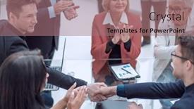  Presentation with partners - Colorful slide deck enhanced with handshake-across-the-table backdrop and a coral colored foreground