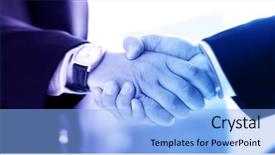  Presentation with abstract business - Theme featuring handshake and a city abstract background and a  colored foreground