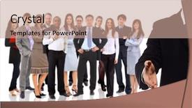  Presentation with handshake - Beautiful PPT theme featuring customer partnerships - handshake and team backdrop and a  colored foreground