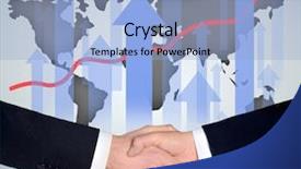  Presentation with world trade organization - Beautiful slide deck featuring handshake and world map graphic backdrop and a light blue colored foreground