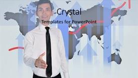  Presentation with organization - Beautiful slide deck featuring handshake and world map graphic backdrop and a  colored foreground