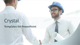  Presentation with civil engineer - Amazing PPT theme having handshake architect and civil engineer backdrop and a sky blue colored foreground