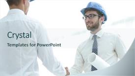  Presentation with civil engineer - Cool new slide deck with handshake architect and civil engineer backdrop and a sky blue colored foreground
