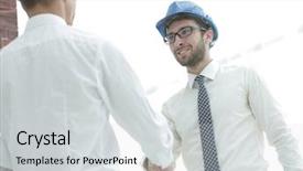  Presentation with civil engineer - Audience pleasing slides consisting of handshake architect and civil engineer backdrop and a light gray colored foreground