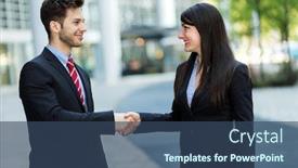 Presentation with handshake - Amazing theme having handshake-between-business-people-outdoor backdrop and a ocean colored foreground