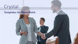  Presentation with handshake between healthcare and it - PPT theme consisting of handshake-between-colleagues background and a sky blue colored foreground