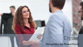  Presentation with handshake - Colorful theme enhanced with handshake-between-the-designer backdrop and a light blue colored foreground