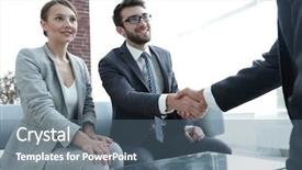  Presentation with business and politics handshake - Slides enhanced with handshake business partners background and a ocean colored foreground