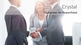  Presentation with partners - PPT layouts featuring handshake-business-partners background and a white colored foreground