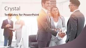  Presentation with partners - Slides enhanced with handshake-business-partners background and a coral colored foreground