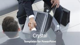  Presentation with workplace - Audience pleasing PPT layouts consisting of handshake business people backdrop and a  colored foreground