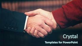  Presentation with library - Theme consisting of handshake closeup in a library background and a  colored foreground