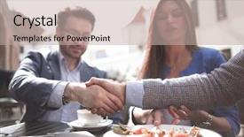  Presentation with teamwork street signs - Theme having handshake colleagues in a street background and a  colored foreground