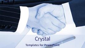  Presentation with blue handshake - PPT layouts with handshake deal in blue tone background and a  colored foreground