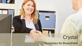  Presentation with process - Slide set having handshake during an application process background and a soft green colored foreground