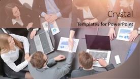  Presentation with partners - Beautiful presentation theme featuring handshake financial partners at your desk backdrop and a coral colored foreground