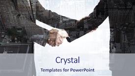  Presentation with new york - Theme featuring handshake in agreement against new background and a  colored foreground