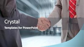  Presentation with blue handshake - Cool new PPT layouts with handshake isolated on blue background backdrop and a dark gray colored foreground