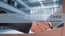  Presentation with blue handshake - Slides with handshake isolated on blue background background and a light blue colored foreground