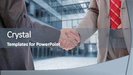  Presentation with blue handshake - Slides enhanced with handshake isolated on blue background background and a ocean colored foreground