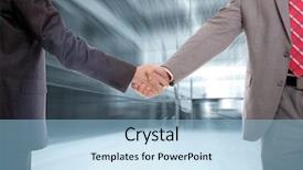  Presentation with blue handshake - Slides consisting of handshake isolated on blue background background and a light blue colored foreground