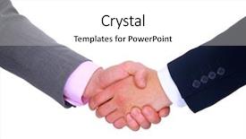  Presentation with handshake - Slide deck consisting of handshake-isolated-on-white-background background and a white colored foreground