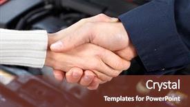  Presentation with mechanic shop - PPT theme with handshake mechanic and client woman background and a red colored foreground