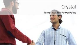  Presentation with members - Slides featuring handshake members of the business background and a  colored foreground