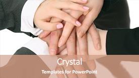  Presentation with handshake - Colorful slide deck enhanced with handshake-o-business-people-closeup backdrop and a coral colored foreground