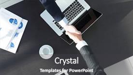  Presentation with handshake - Cool new theme with handshake of business partners above backdrop and a dark gray colored foreground