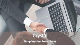  Presentation with partners - Beautiful theme featuring handshake of business partners above backdrop and a gray colored foreground