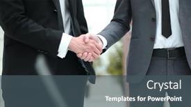  Presentation with business near shoring - Audience pleasing PPT layouts consisting of handshake-of-business-partners-near backdrop and a ocean colored foreground