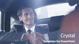  Presentation with car business - Cool new slides with handshake of business partners sitting backdrop and a ocean colored foreground