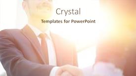  Presentation with trade - Theme consisting of handshake-of-business-partners background and a cream colored foreground
