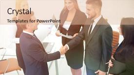  Presentation with business partner - Colorful slide deck enhanced with handshake of business partners backdrop and a lemonade colored foreground