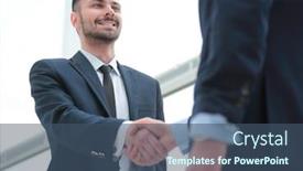  Presentation with partners - Slides with handshake-of-business-partners background and a ocean colored foreground