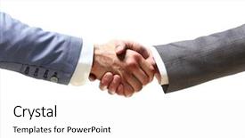  Presentation with contract - Cool new slide deck with handshake of business partners after signing promising contract backdrop and a white colored foreground