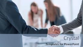  Presentation with social business people network - PPT theme having positive organization - handshake of business people background and a light blue colored foreground