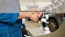  Presentation with service technician - Amazing presentation theme having handshake of technician of car backdrop and a soft green colored foreground