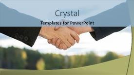  Presentation with negotiating - Cool new PPT layouts with handshake-of-two-contemporary-successful backdrop and a light blue colored foreground