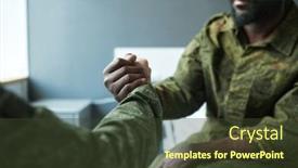  Presentation with intercultural - Presentation theme enhanced with handshake-of-two-intercultural-male background and a tawny brown colored foreground