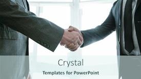  Presentation with new deal - Slide set consisting of handshake-of-two-successful-business background and a cool aqua colored foreground