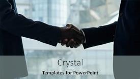  Presentation with handshake - Slide deck having handshake-of-two-young-african background and a  colored foreground