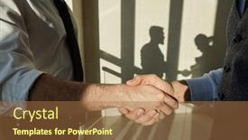  Presentation with negotiating - PPT theme having handshake-of-two-young-elegant background and a coral colored foreground