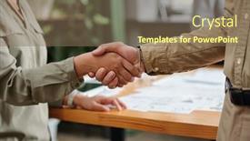  Presentation with front office - Theme featuring handshake-of-two-young-multicultural background and a  colored foreground
